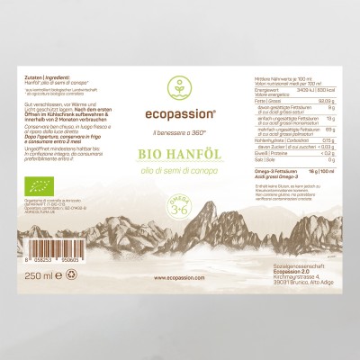 ecopassion® OLIO DI SEMI DI CANAPA BIO (250 ml) – IT BIO 013 ecopassion® OLIO DI SEMI DI CANAPA BIO (250 ml) – IT BIO 013