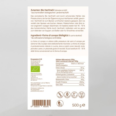 ecopassion® FARINA DI SEMI DI CANAPA BIO (500 g) – IT BIO 013