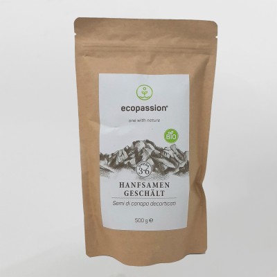 ecopassion® hulled BIO HEMP SEEDS (500 g) – IT BIO 013 ecopassion® hulled BIO HEMP SEEDS (500 g) – IT BIO 013