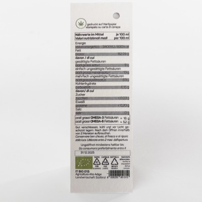 ecopassion® OLIO DI SEMI DI CANAPA BIO DELL’ALTO ADIGE Limited Edition  (200 ml) – IT BIO 013