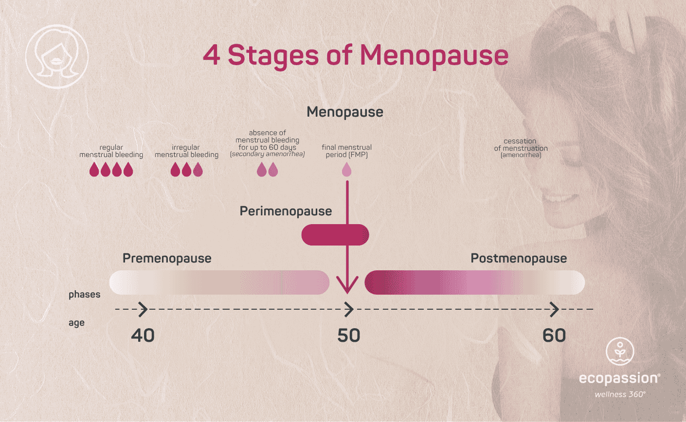 Women in different stages of life as a symbol of the four stages of menopause