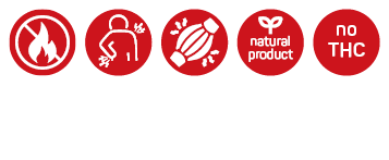 Simboli rossi per cura botanica, zone delicate e rilassamento mirato – con CBD naturale e formula senza THC